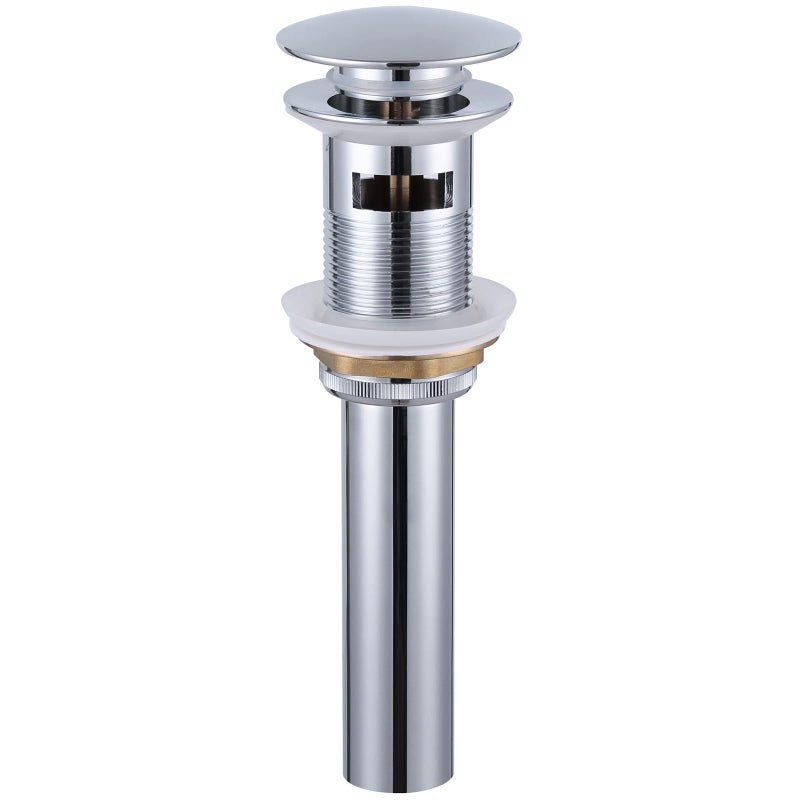 Angle Simple Bathroom Sink Drain, Angle Simple Brass Pop Up Drain Stopper, Vessel Sink Drain with Overflow, Lavatory Vanity Sink Drain Stoppers Chrome - Image 1